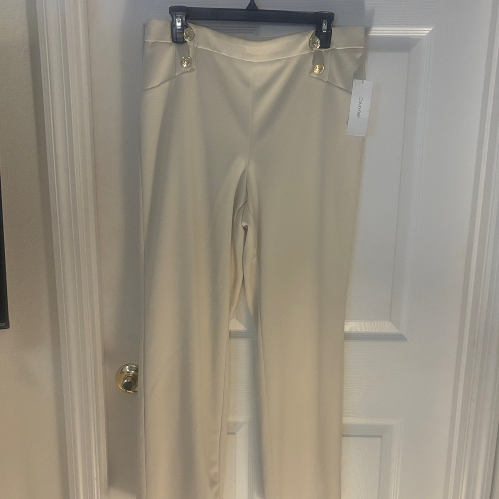 Calvin Klein Cream Straight Leg Pants